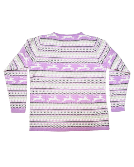 Pull de Noël vintage - Motif rennes violet