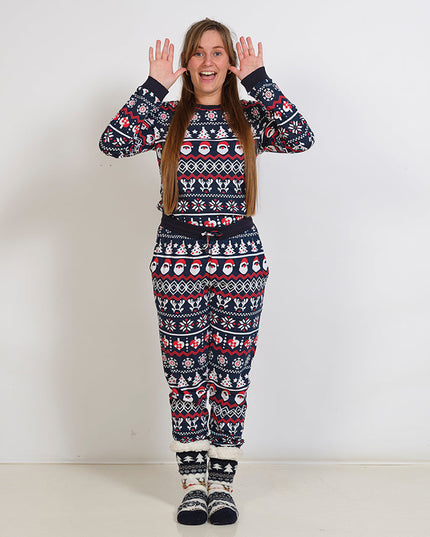 Pyjamas de Noël bleu marine pour femmes