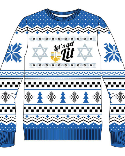 Pull de Noël moche « Let's Get Lit Hanukkah »