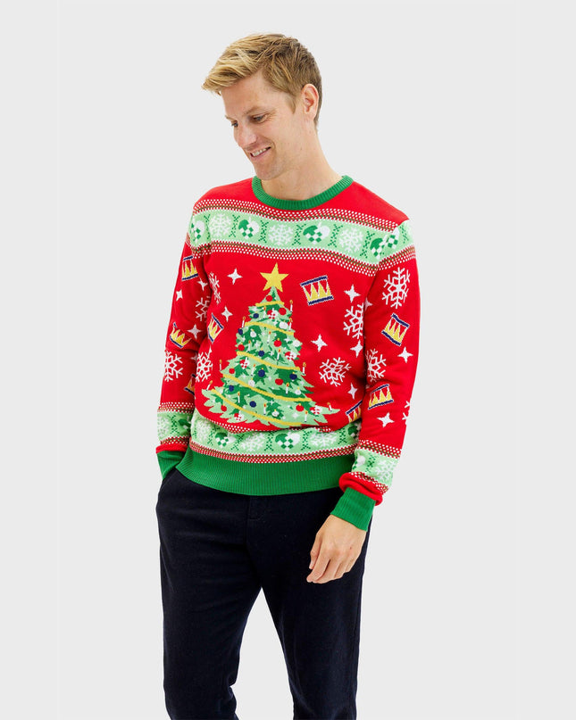 Pull de Noël sapin pour homme - Pull de Noël moche lumineux