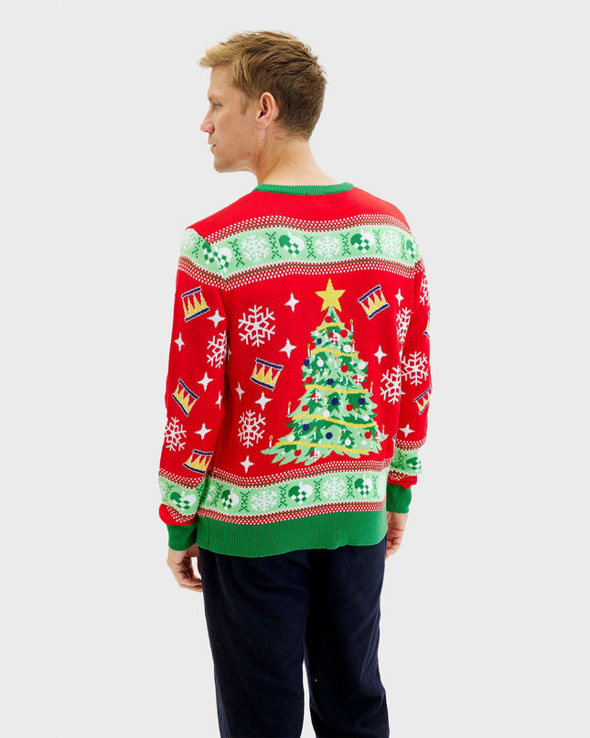 Pull de Noël sapin pour homme - Pull de Noël moche lumineux