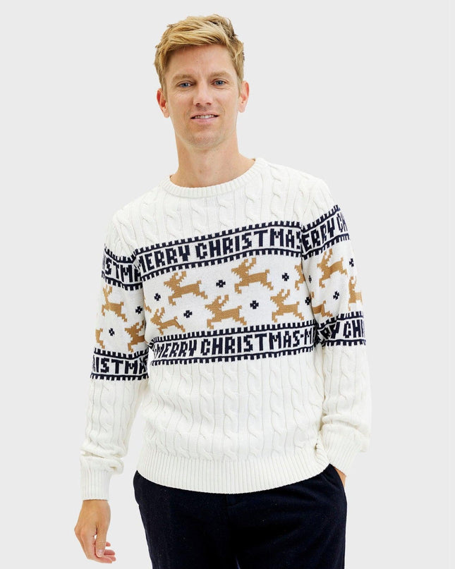 Pull de Noël blanc élégant pour homme