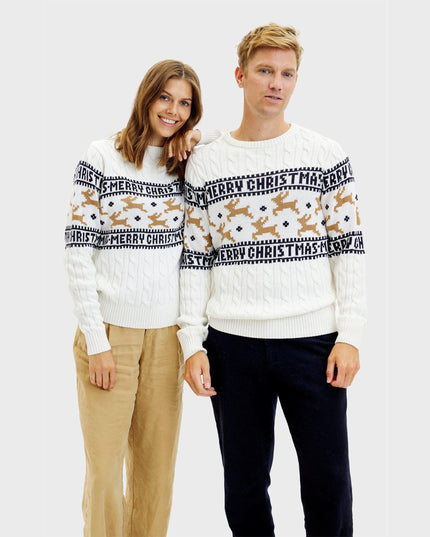 Pull de Noël blanc élégant pour homme