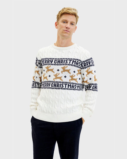 Pull de Noël blanc élégant pour homme