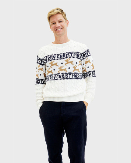 Pull de Noël blanc élégant pour homme