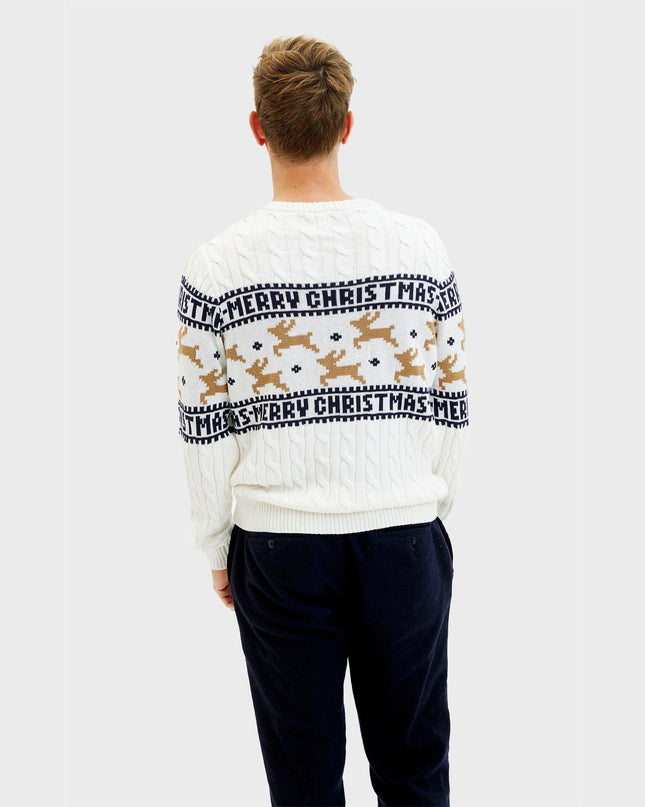 Pull de Noël blanc élégant pour homme
