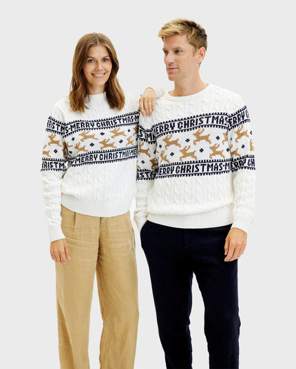 Pull de Noël blanc élégant pour homme