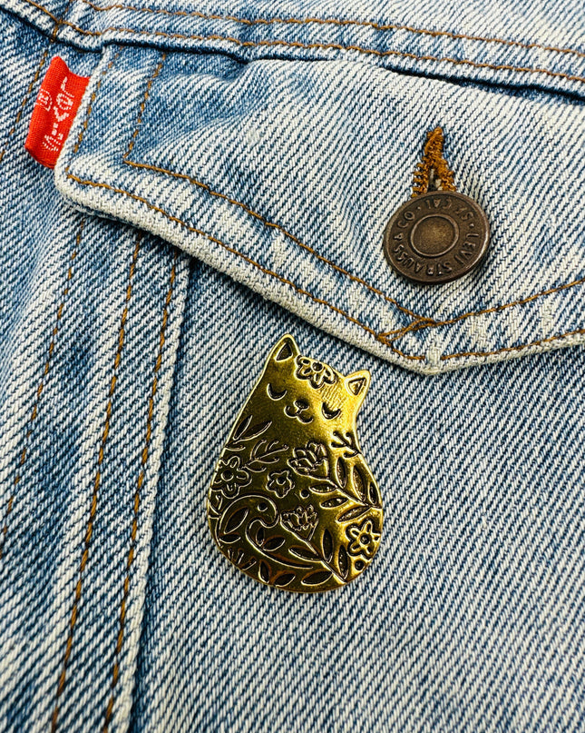 Broche - Chat doré II | Accessoires de pyjamas pour toute la famille