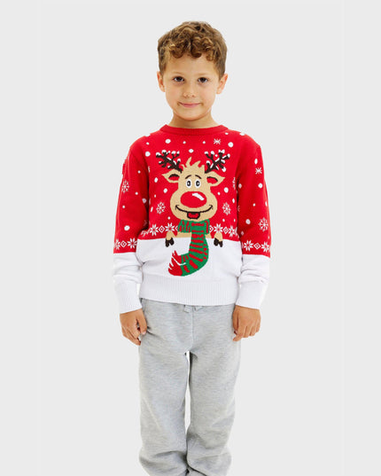 Le pull de Noël rouge de Rudolph pour enfants