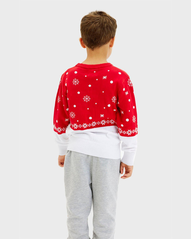 Pull de Noël rouge Rudolph pour enfants - Style fêtes de famille