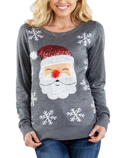 Women's Red Nose Santa Ugly Christmas Sweater