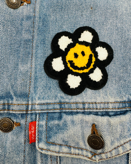Écusson thermocollant - Smiley Fleur duveteuse II