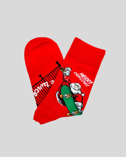 Chaussettes - Père Noël skateur - Accessoire de Noël amusant