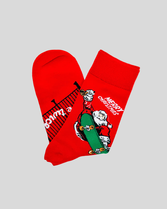 Chaussettes - Père Noël skateur - Accessoire de Noël amusant