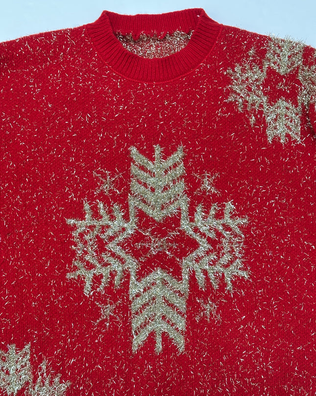 Pull de Noël vintage - Flocon de neige doré