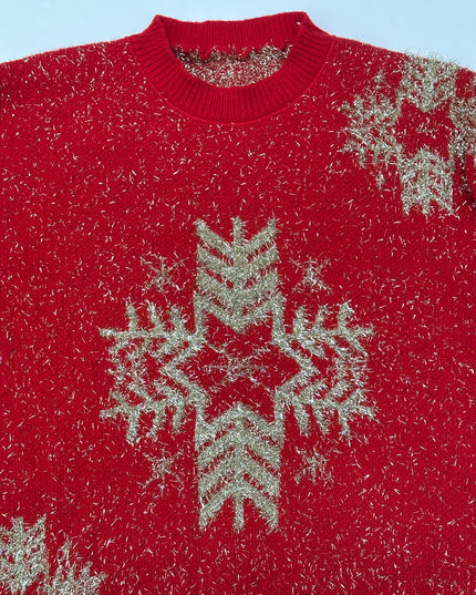 Pull de Noël vintage - Flocon de neige doré