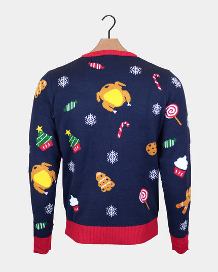 Pull de Noël LED pour femme avec motif « Nourriture de Noël »