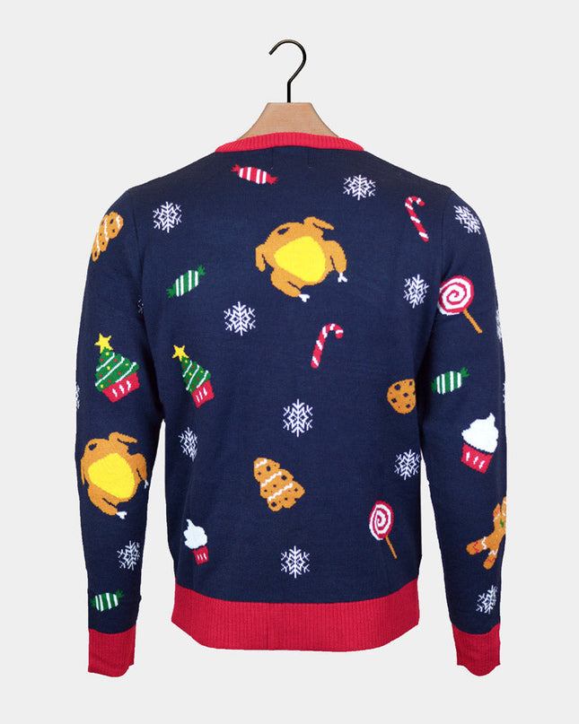 Pull de Noël LED pour femme avec motif « Nourriture de Noël »