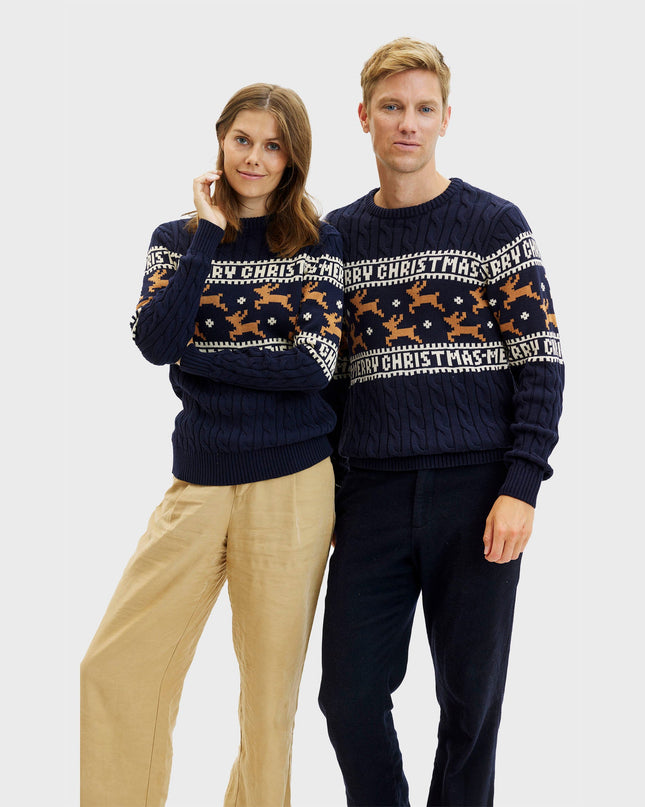 Pull de Noël bleu élégant pour homme