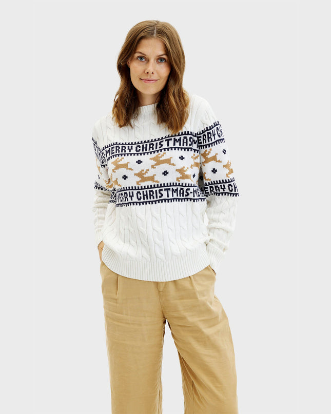 Pull de Noël blanc élégant pour femme