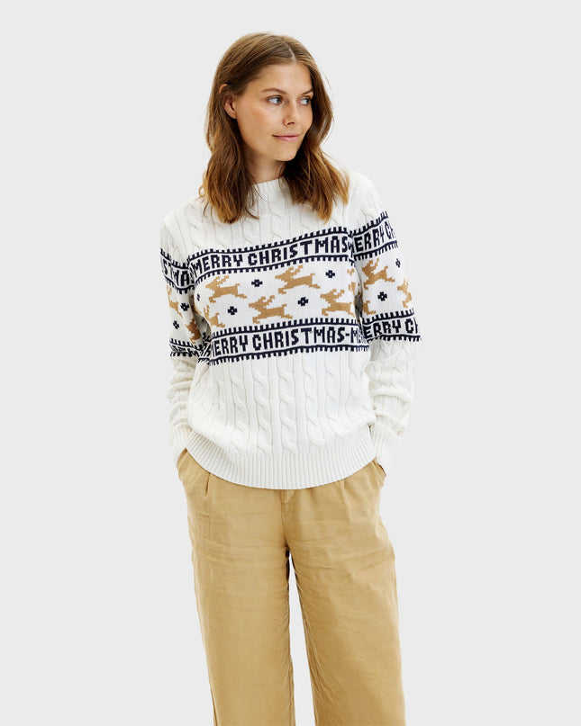 Pull de Noël blanc élégant pour femme