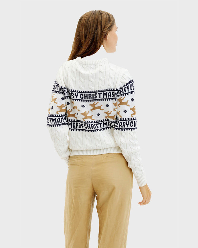 Pull de Noël blanc élégant pour femme