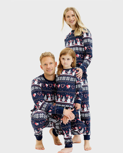 Pyjama de Noël bleu marine à cœurs pour femmes