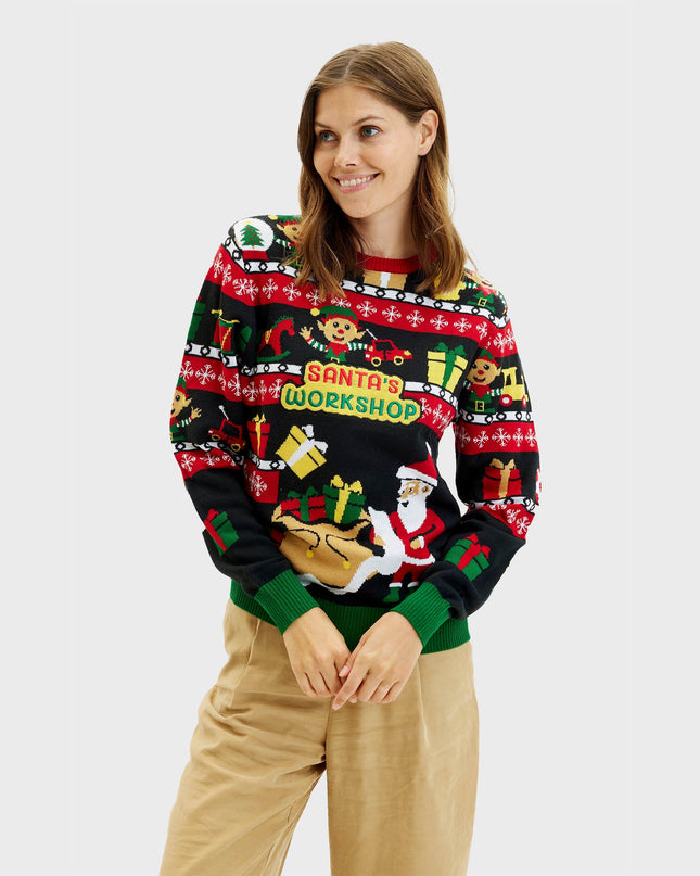 Santa's Workshop Sweater for Women - Double-Sided Design
