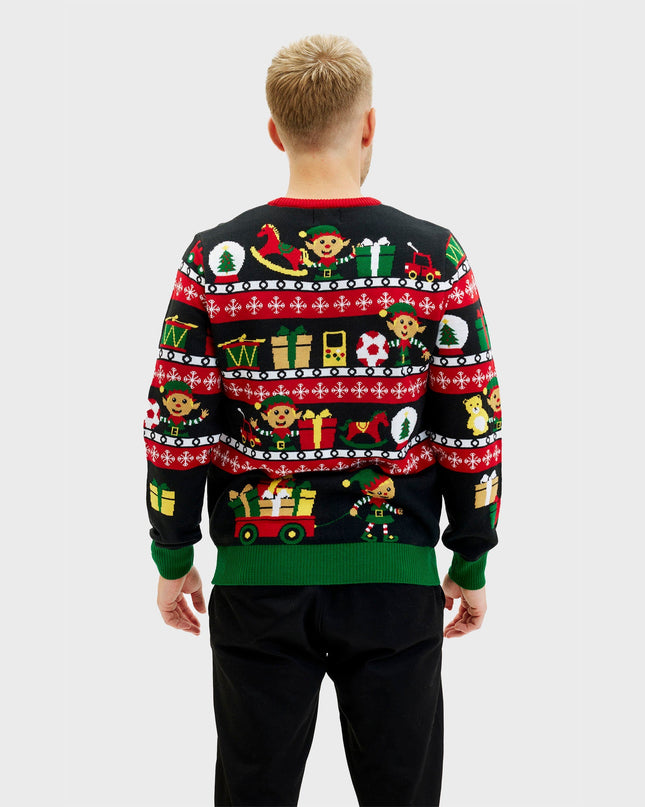 Santa's Workshop Sweater for Men - Double-Sided Design