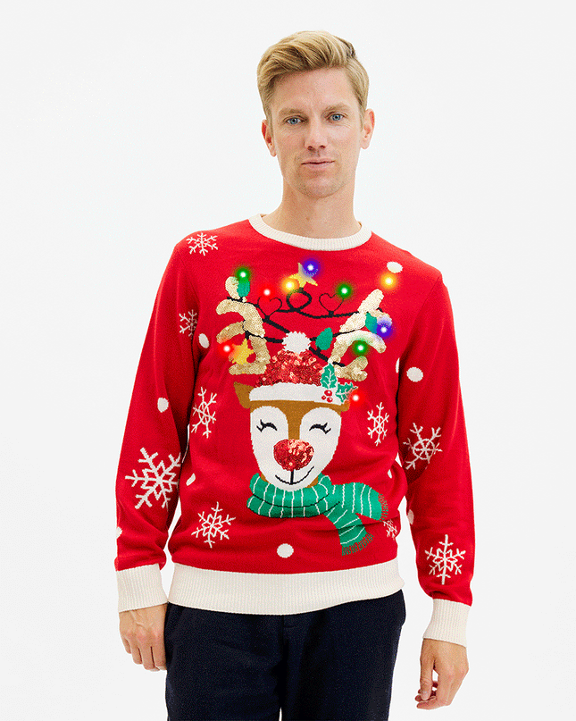 Pull de Noël mignon à motif renne pour homme - Style familial