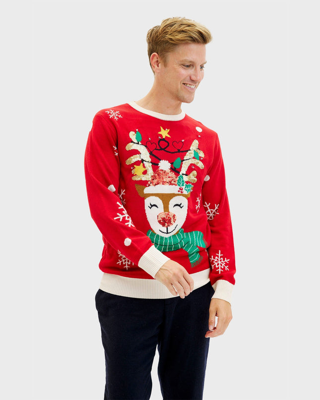 Pull de Noël mignon à motif renne pour homme - Style familial