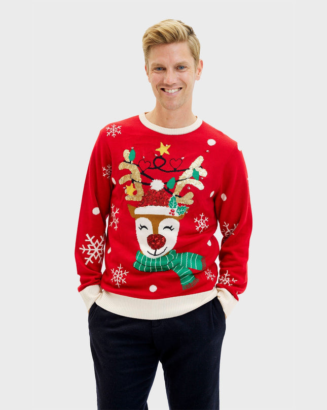 Pull de Noël mignon à motif renne pour homme - Style familial