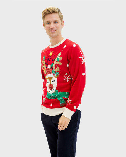 Pull de Noël mignon à motif renne pour homme - Style familial