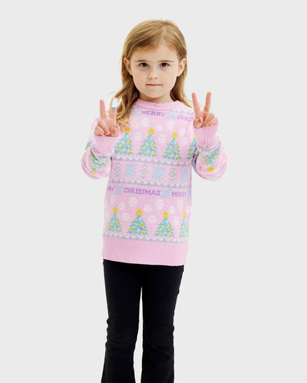 Pull de Noël rose pour enfants