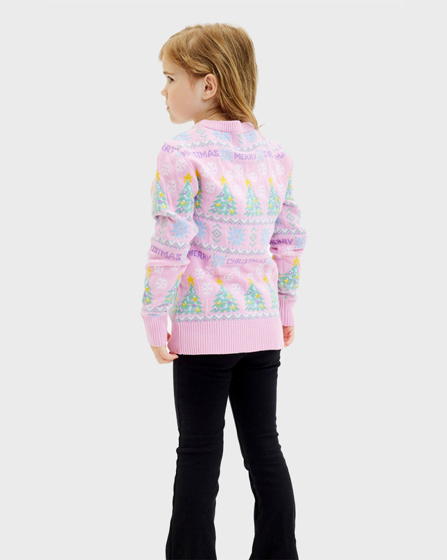 Pull de Noël rose pour enfants