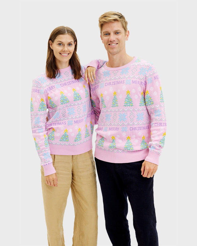 Pull de Noël rose pour femme