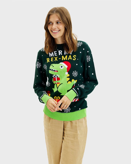 Pull de Noël mignon avec un dinosaure - Femme