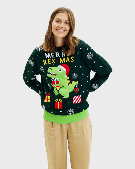 Pull de Noël mignon avec un dinosaure - Femme