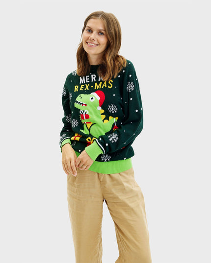 Pull de Noël mignon avec un dinosaure - Femme
