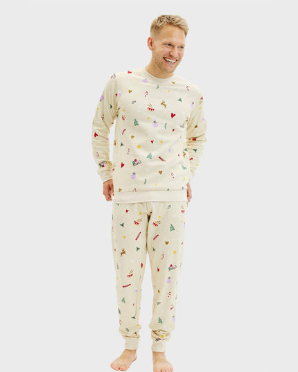 Ensemble de Noël beige pour homme - Collection Famille