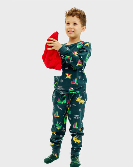Pyjamas de Noël dinosaures pour enfants - Style festif pour toute la famille