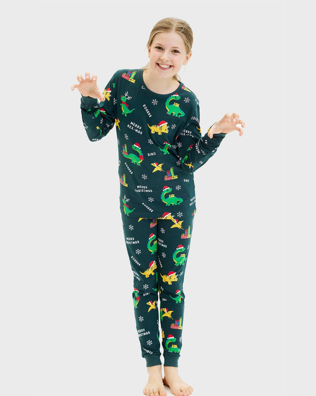 Pyjamas de Noël dinosaures pour enfants - Style festif pour toute la famille
