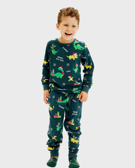 Pyjamas de Noël dinosaures pour enfants - Style festif pour toute la famille