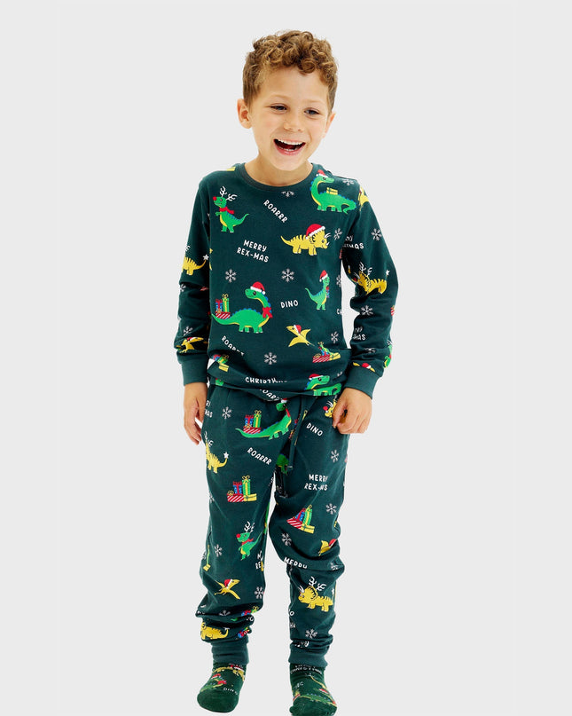 Pyjamas de Noël dinosaures pour enfants - Style festif pour toute la famille