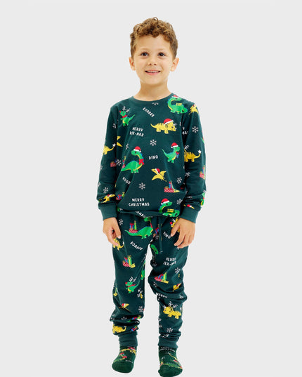 Pyjamas de Noël dinosaures pour enfants - Style festif pour toute la famille