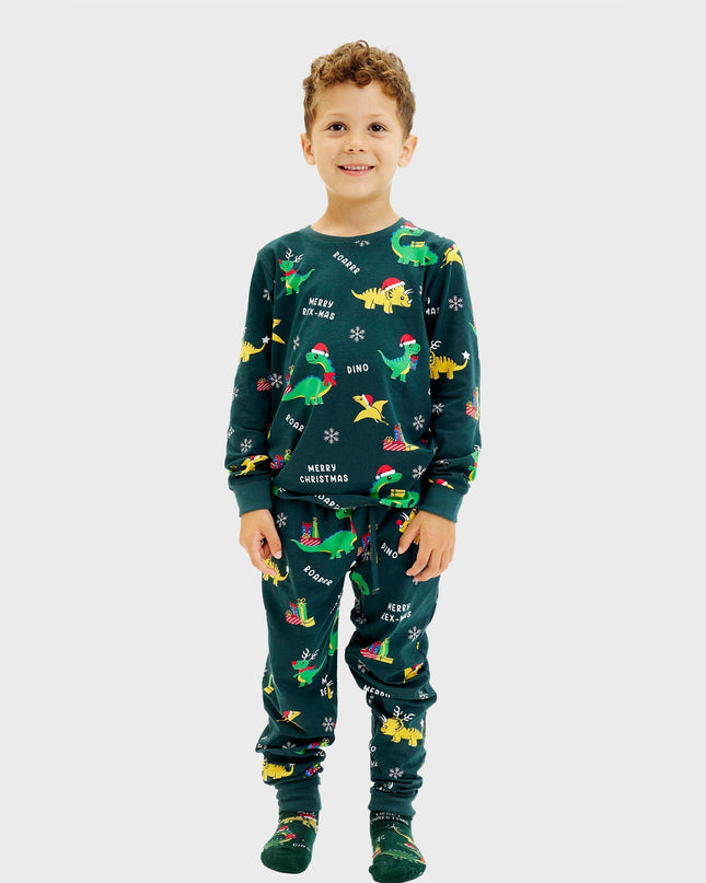 Pyjamas de Noël dinosaures pour enfants - Style festif pour toute la famille