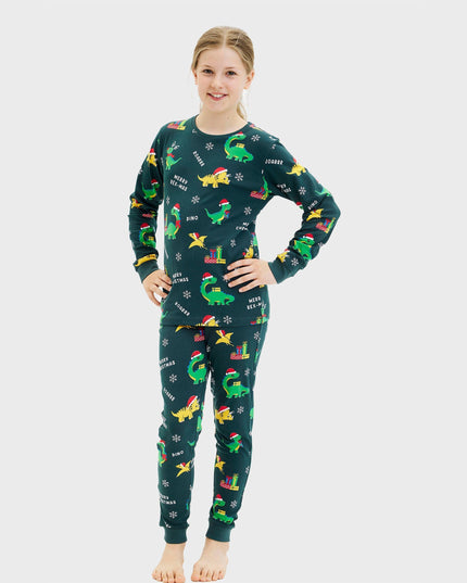 Pyjamas de Noël dinosaures pour enfants - Style festif pour toute la famille