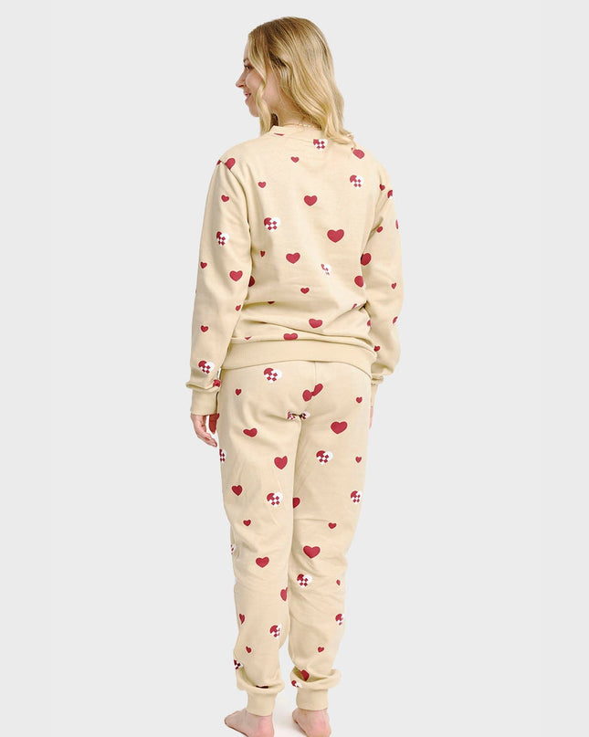 Ensemble pull de Noël à cœurs pour femmes - Tenue familiale confortable