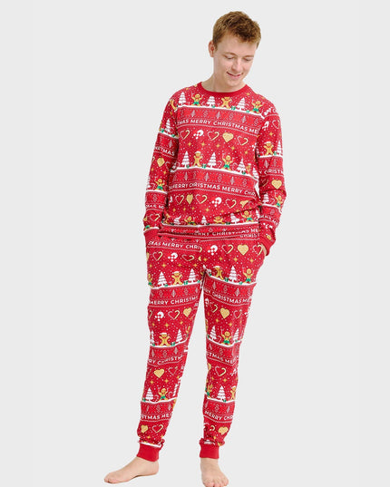 Pyjama rouge en forme de biscuit de Noël pour homme