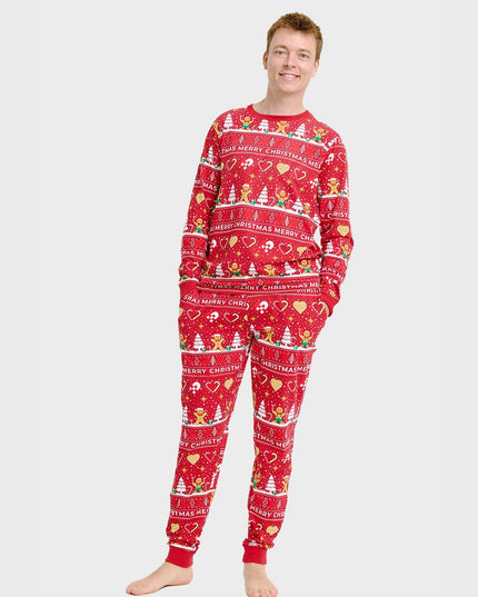 Pyjama rouge en forme de biscuit de Noël pour homme